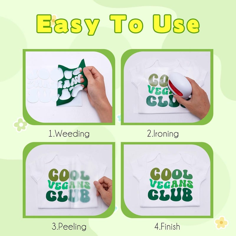 Tintnut Green HTV Heat Transfer Vinyl - 6 Sheets 12" x 10" Torquoise Green Heat Transfer Vinyl HTV Iron on Vinyl for T-Shirts Compatible with Cricut/Silhouette Cameo - Image 4